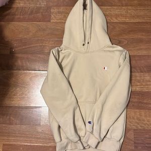 yellow champion hoodie. size medium
